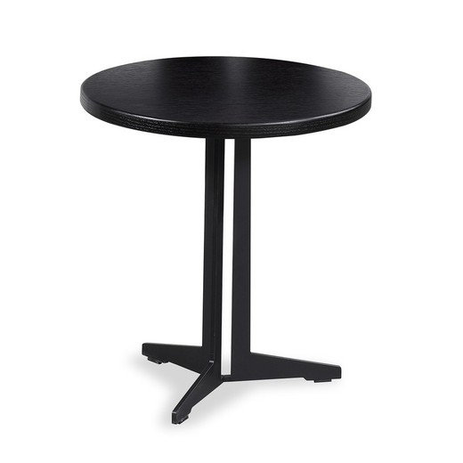 Μικρό ΟΣΛΟ | Μαύρο ξύλινο βοηθητικό τραπέζι Ø45 x 45 cm