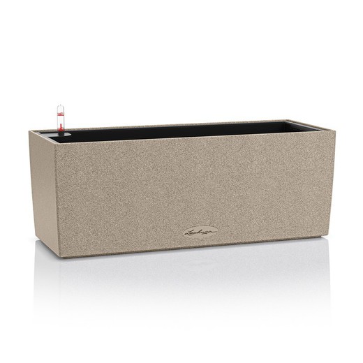 Self-watering polypropylene pot in sand beige, 50 x 19 x 19 cm