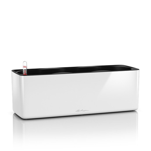 Self-watering pot made of polypropylene in glossy white, 40 x 14 x 14 cm