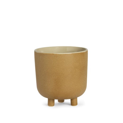 Keramik-Pflanzgefäß S Beige, Ø18x18,5cm