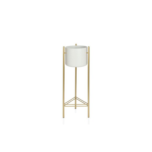 Standing white and gold metal planter