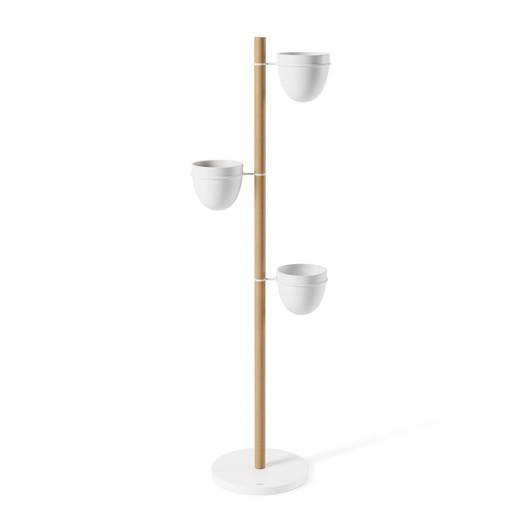 Floristand vertical planter in natural wood and white 44.5x44.5x139 cm
