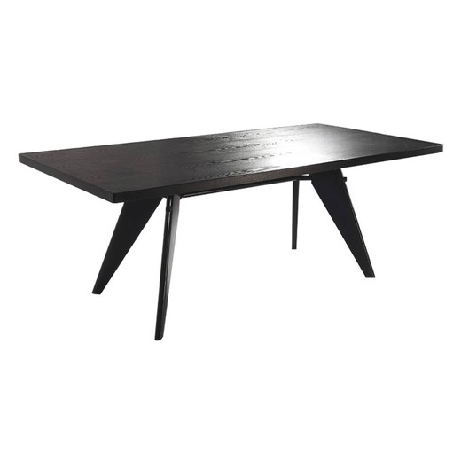 MAMBA-Dining table in natural wood and black metal, 190 x 90 x 72 cm
