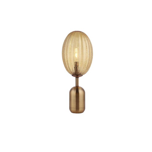 MANICT - Amber glass table lamp, Ø 23 x H 58 cm