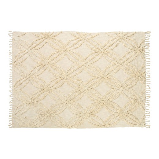 Beige cotton blanket, 130 x 170 x 1 cm | Ayana