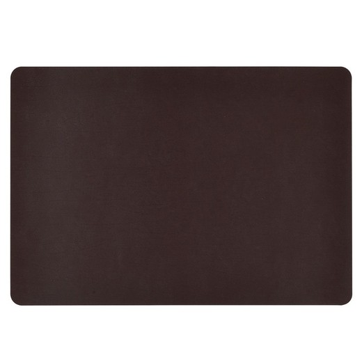 Dark Brown Recycled Leather Individual Tablecloth, 43x30cm