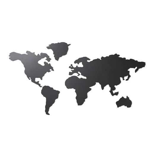Παγκόσμιος χάρτης τοίχου από ατσάλι σε ασήμι, 84 x 3 x 43 cm | χάρτης
