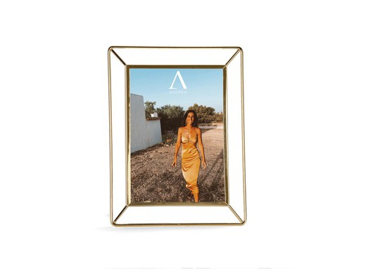 Cornice per foto in metallo dorato, 17 x 1 x 23 cm | Aria