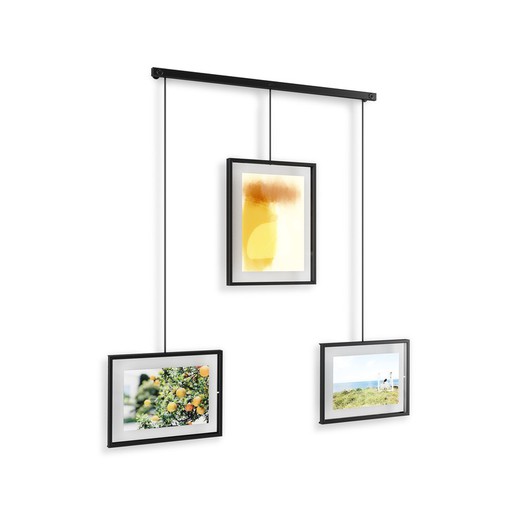 Marco de fotos múltiple de acero y vidrio en blanco, 67 x 3 x 48 cm