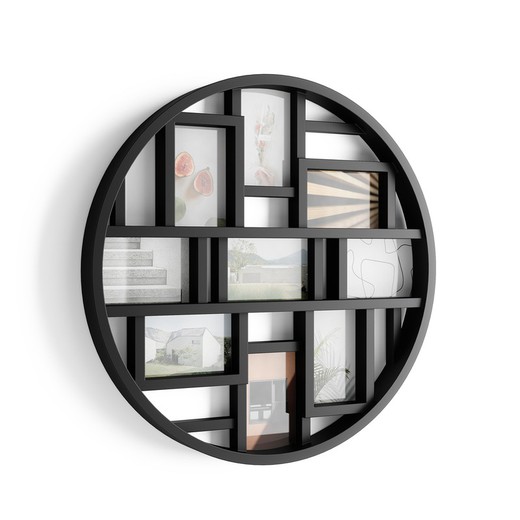 Round photo frame made of polystyrene in black, 56 x 5 x 56 cm | Moon