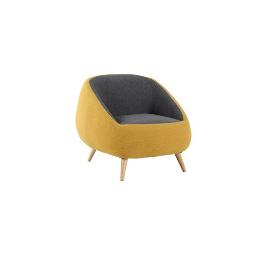 MARPE - Armchair with armrests upholstered bicolor mustard / gray, 83.5 x 82.5 x 75.5 cm