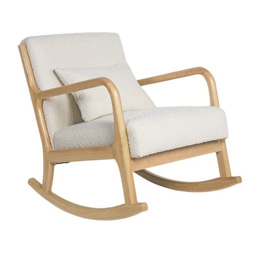 Maire Rocking Chair with Cushion in Anat Upholstery and Beige/Natural Wood, 66x88x78 cm