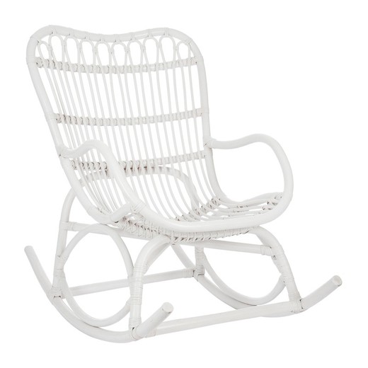 Cadeira de balanço de vime branca, 110x61x91cm