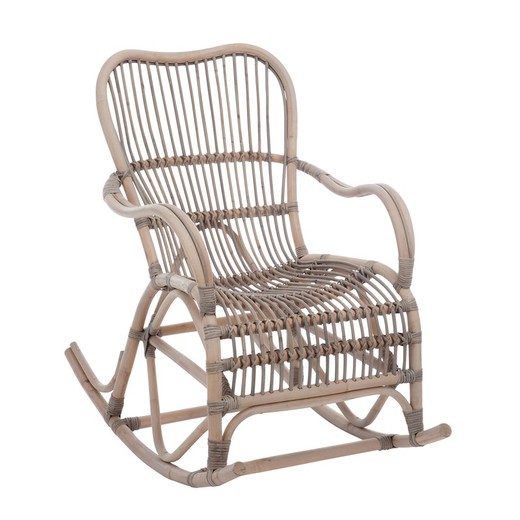 Γκρι ψάθινη κουνιστή καρέκλα, 110x66x93cm