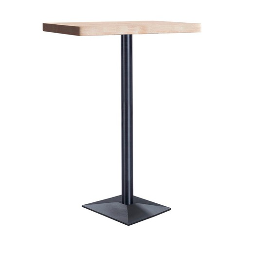 Square high table made of oak wood and metal in natural and black, 60 x 60 x 110 cm | Moss