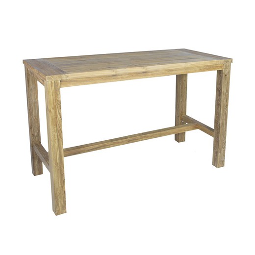 Mesa de jantar alta para exterior em madeira de teca reciclada natural, 200 x 80 x 110 cm | Tamu
