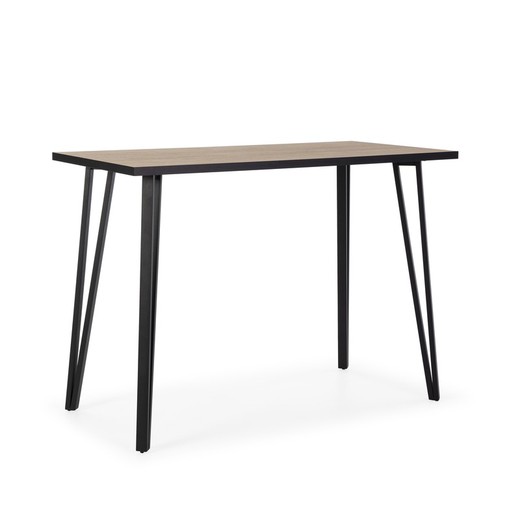 Table haute en bois et métal naturel et noir, 140 x 70 x 100,5 cm | indien