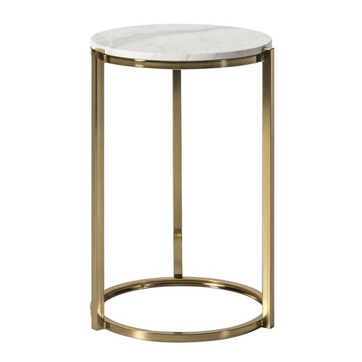 Mesa de Apoio 38x40x60 Mármore Branco / Metal Dourado