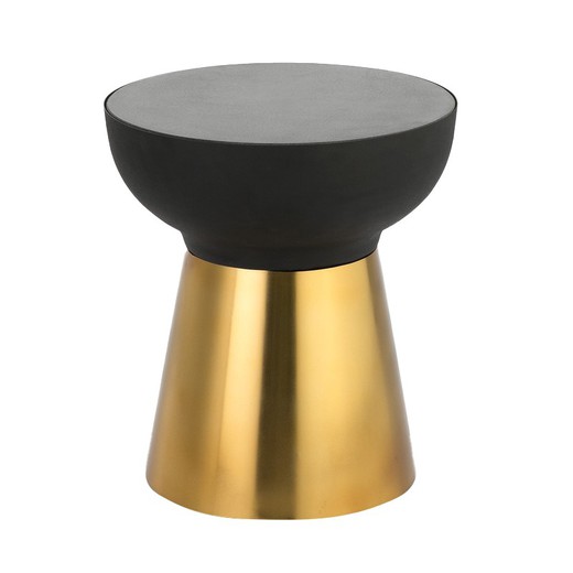 Side Table 40x40x43 Granite Black / Gold Metal / Black