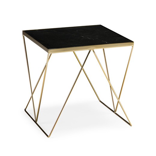Tavolino 45x45x45 marmo nero / metallo dorato