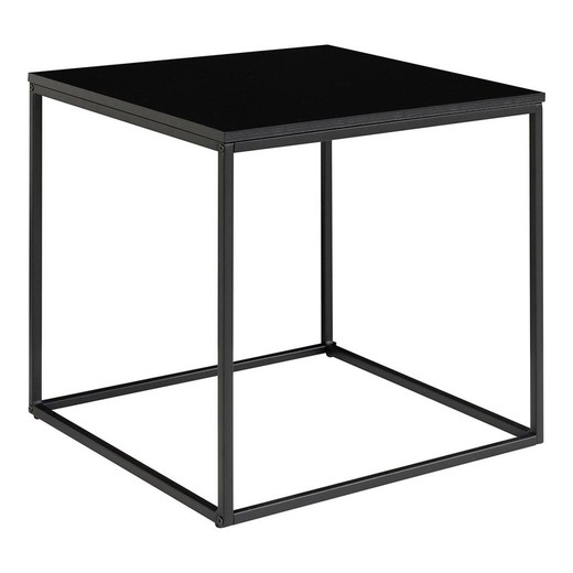 Mesa auxiliar cuadrada de madera y acero en negro, 45 x 45 x 45 cm | Vita