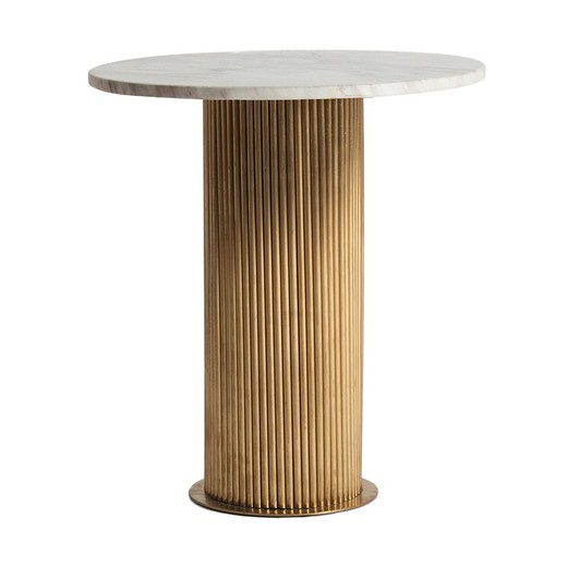 Table d'appoint en acier Coen Blanc/Or, Ø50x55cm