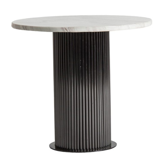 Table d'appoint en acier Coen Blanc/Noir, Ø50x45cm