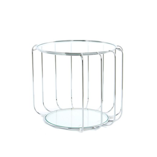 Silver Hadas Glass and Steel Side Table, Ø50x55cm