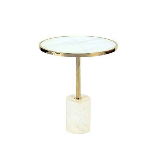 Stalowo-biały marmurowy stolik Dekala, Ø46x54cm