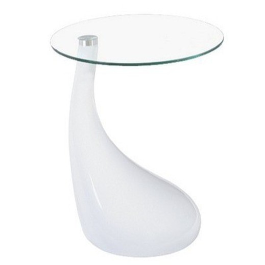 Mesa Auxiliar Cristal y Fibra de Vidrio Blanco Ø50x54 cm