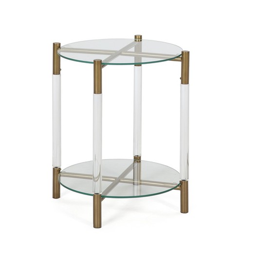 Table d'appoint en verre acrylique et métal doré, 45x40x52 cm
