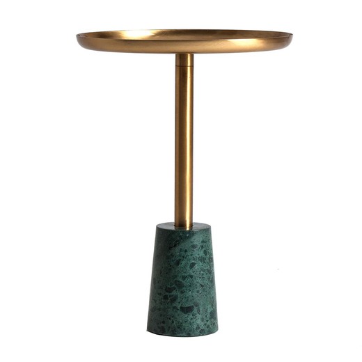 Iron and Gold/Green Thyrnau Marble Side Table, Ø37x52cm
