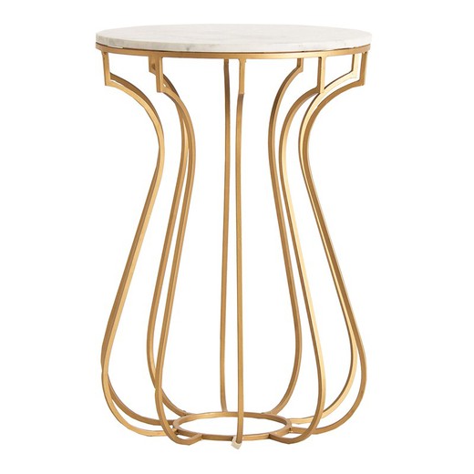 Iron and Marble Tweng Gold/White Side Table, Ø41x60cm
