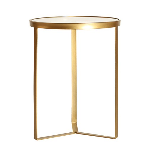Tavolino in ferro e vetro Bleg Gold, Øx40x51cm