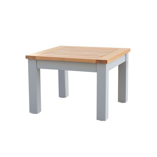 Table d'appoint de jardin Bergamo aluminium et bois 46,1x6,1x32,5 cm