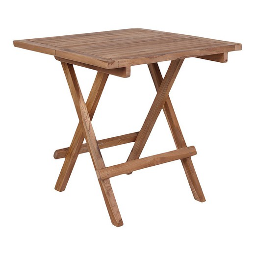 Square garden side table in natural teak wood, 50 x 50 x 50 cm | Bilbao