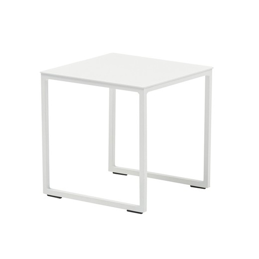 Mesa lateral de jardim em alumínio branco, 34,5 x 34,5 x 35 cm | Davis
