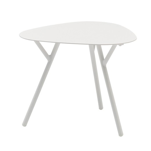 Table d'appoint de jardin en aluminium blanc, 60 x 60 x 45 cm | Galt