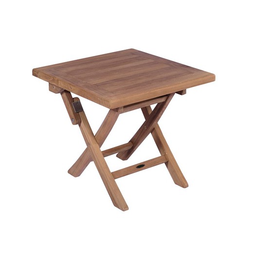Mesa auxiliar de jardín plegable de madera de teca en miel, 50 x 50 x 45 cm | Danao