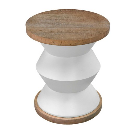 Stolik pomocniczy z białego i naturalnego drewna, Ø 36 x 45 cm | akordeon