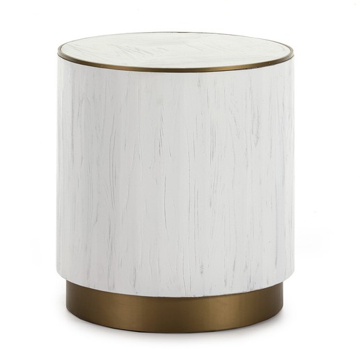 Stolik boczny z białego drewna/metalu, 50x50x55 cm