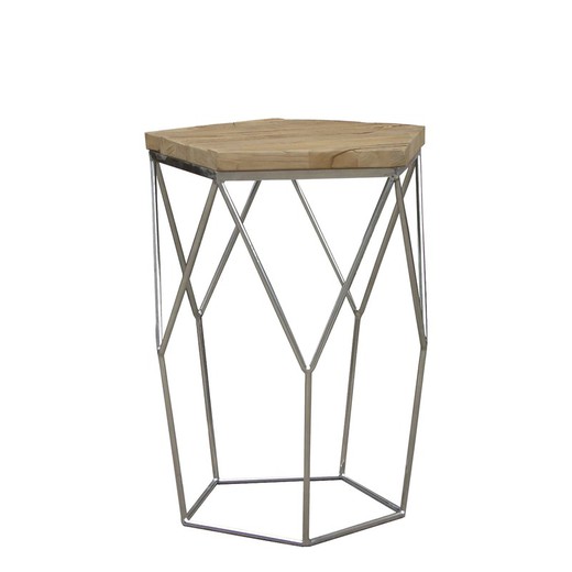 Table d'appoint en bois d'orme recyclé, 50x50x59 cm