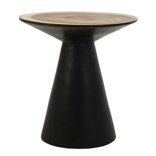 Table d'appoint Suar Arusa Wood Noir/Bois, Ø50x48cm