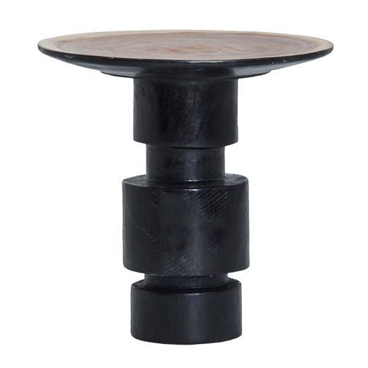 Table d'appoint en bois tropical Sauris Wood/Black, Ø48x50cm