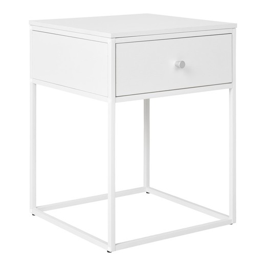 White wood and steel side table, 40 x 40 x 55 cm | Vita