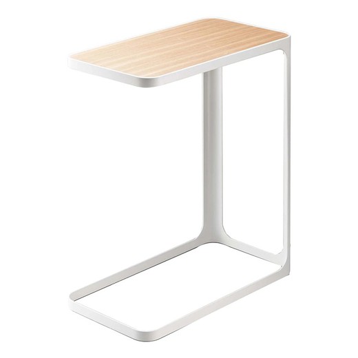Table d'appoint en bois et acier naturel et blanc, 45 x 24 x 52 cm | Cadre