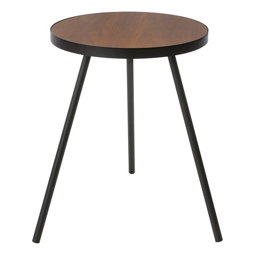 Wood and steel side table in natural and black, 49 x 48 x 50 cm | Tower