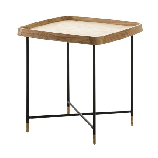 Wooden and metal side table, 50x50x53 cm