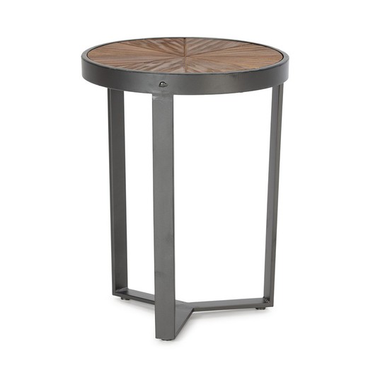 Stolik pomocniczy z drewna i czarnego metalu, 40x40x56 cm