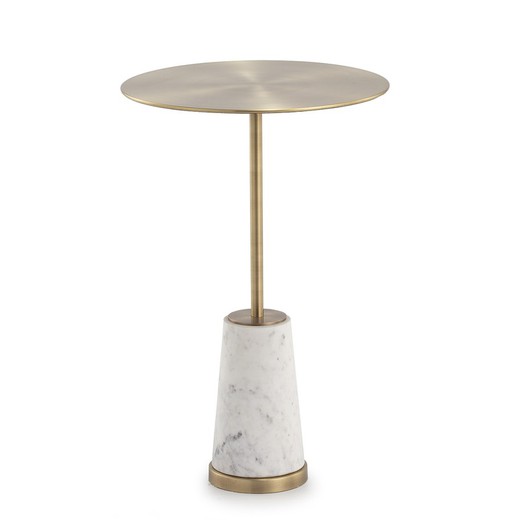Stolik pomocniczy z białego marmuru/metalu, 35x16x61 cm